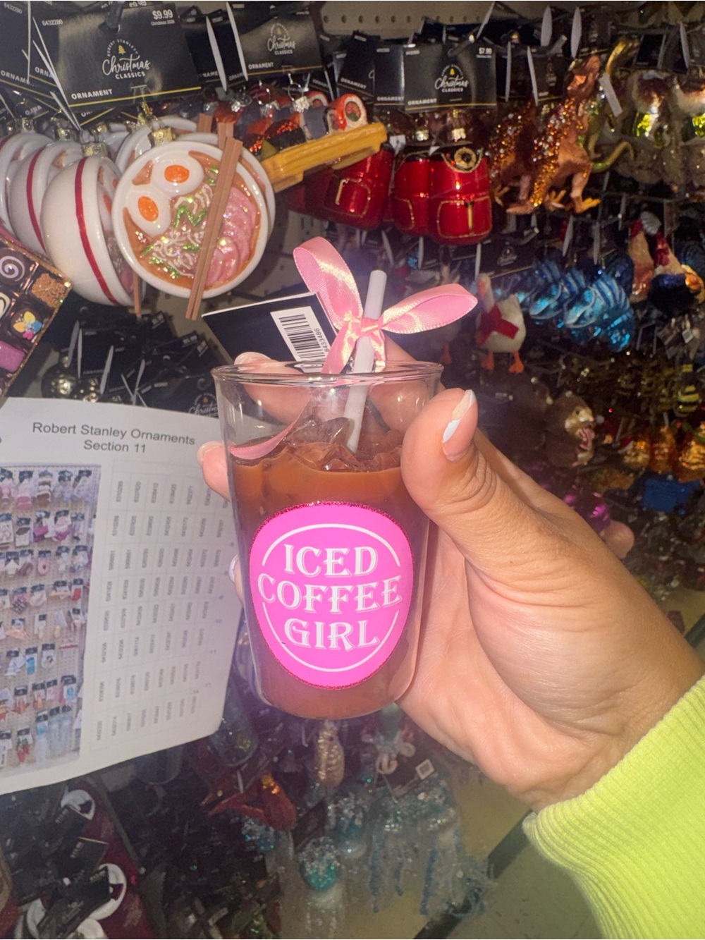 Iced Coffee Girl Pink Ornament